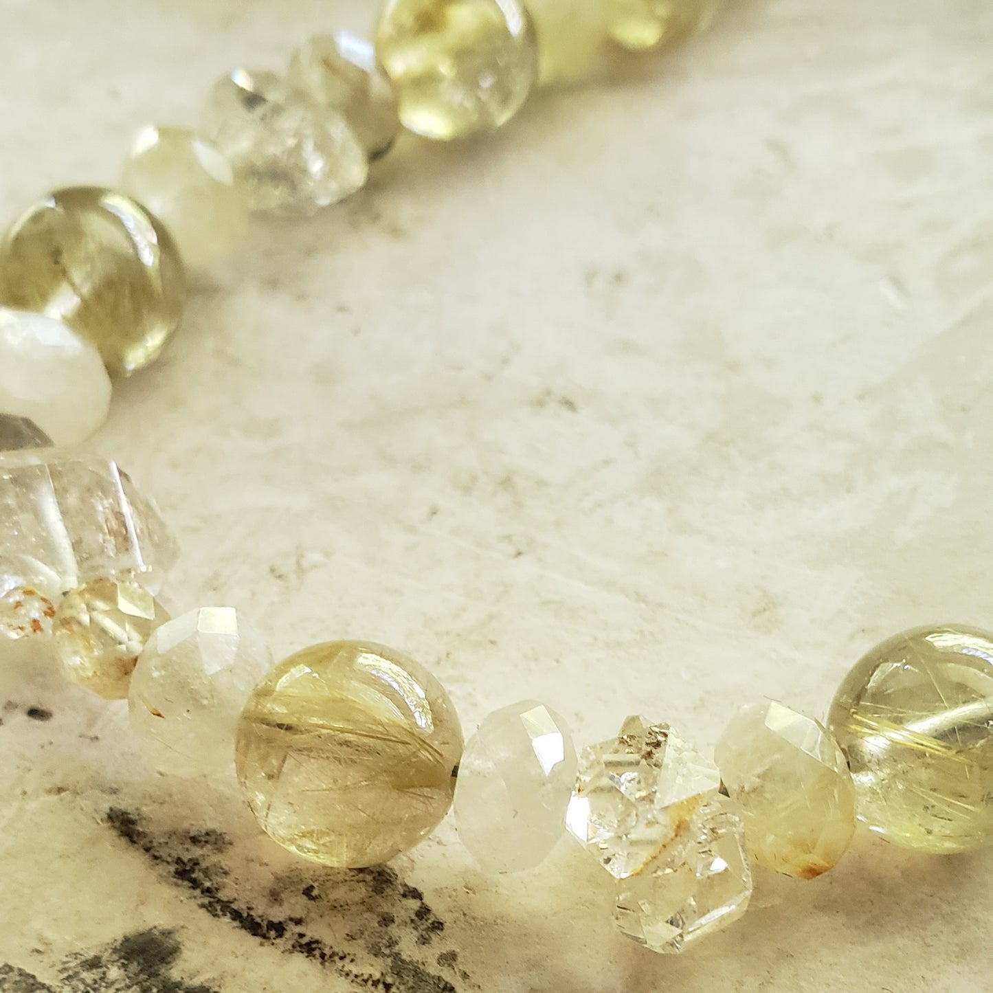 Golden Rutile Quartz Collar~Choker Necklace with Herkimer Diamonds.
