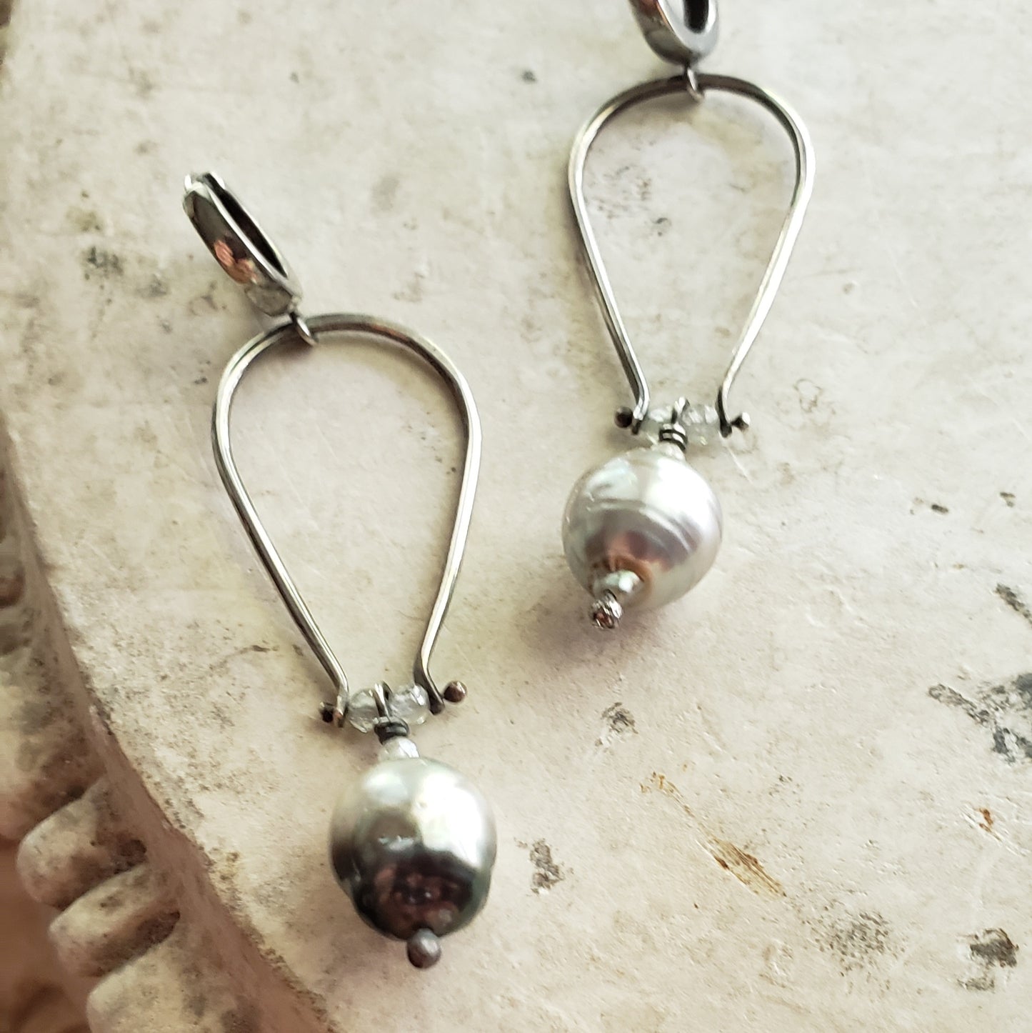 Tahitian Pearl Harp Earrings