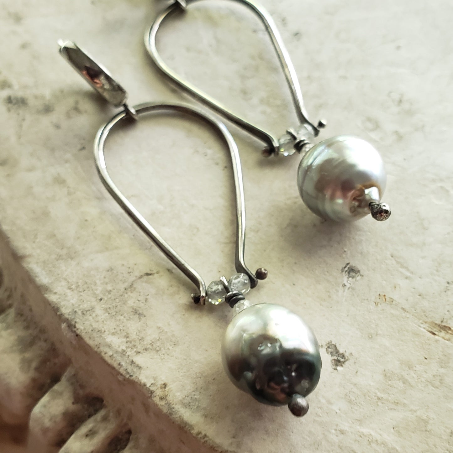 Tahitian Pearl Harp Earrings