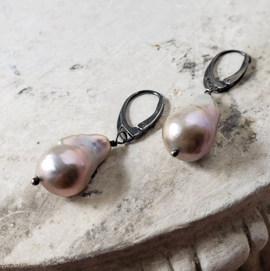 Luscious Baroque Pearls with Sterling Leverbacks